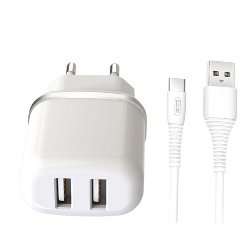 Зарядний пристрій Xo L69 2xUSB 2,4А Type-C White