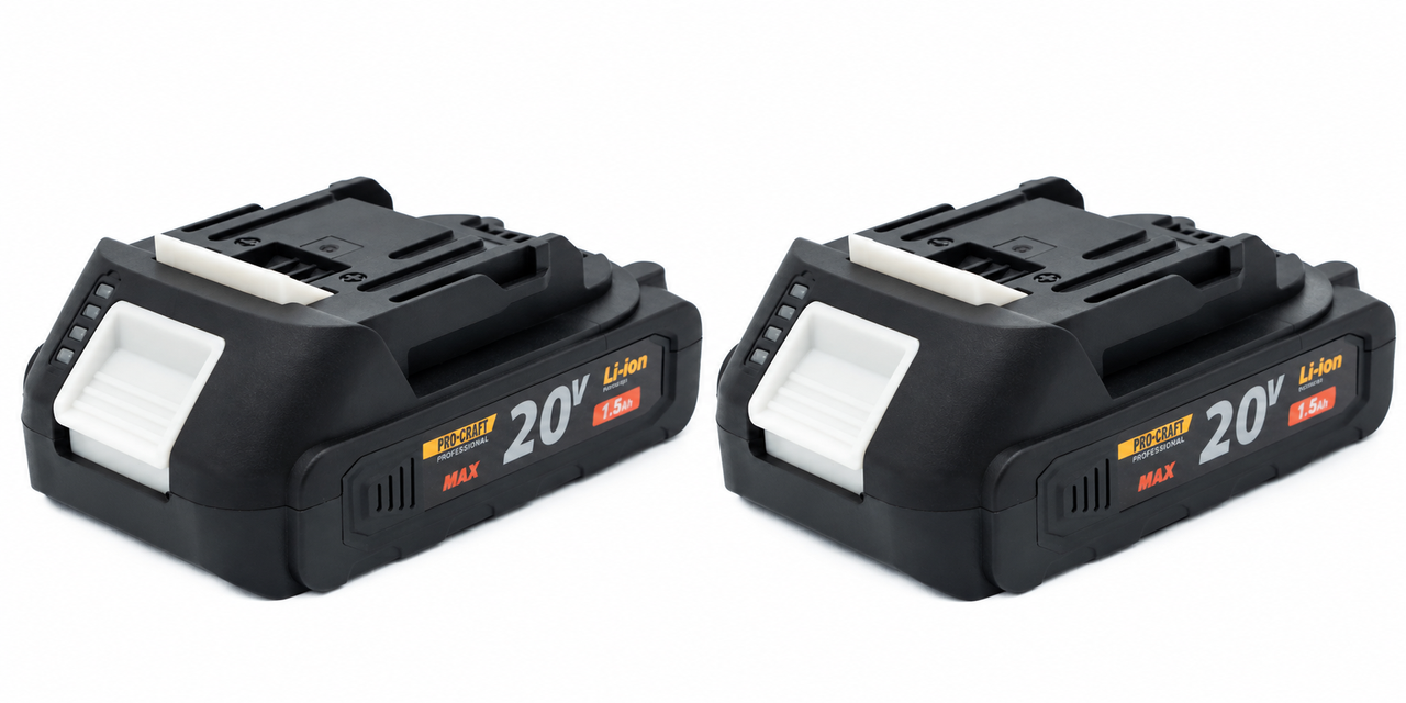 Батарея аккумуляторная ProCraft Battery 20В 1,5Ач 2 шт. Батарея аккумуляторная ProCraft Battery 20В 1,5Ач 2 шт.