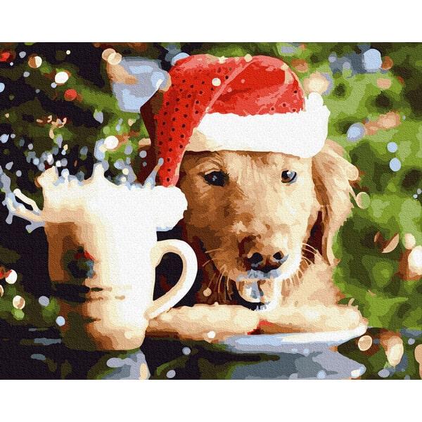 Картина за номерами Brushme GX22293 Новорічний песик 40х50 см (1379078442)