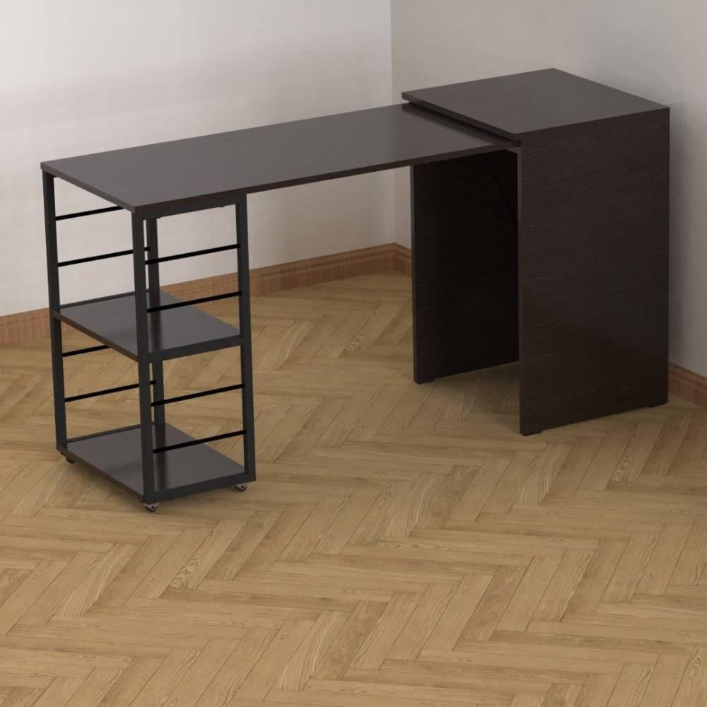 Стол-тумба трансформер Ferrum-decor Смарт 2/2 металл/ДСП 16 мм 750x1450x600 мм Черный/Венге Магия (FRD-106166)