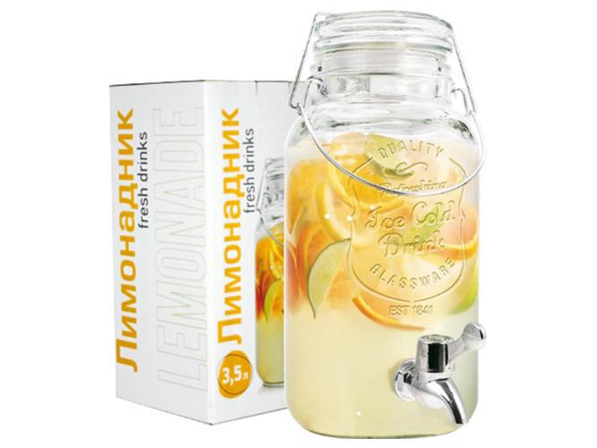 Графин стеклянный Oscar 9038 с краном и герметичной крышкой 3,5 л (9038)