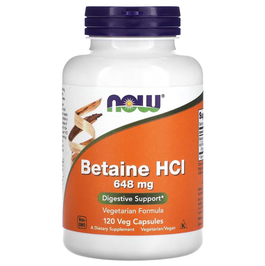 Натуральная добавка Now Foods Betaine HCl 648 мг 120 капсул