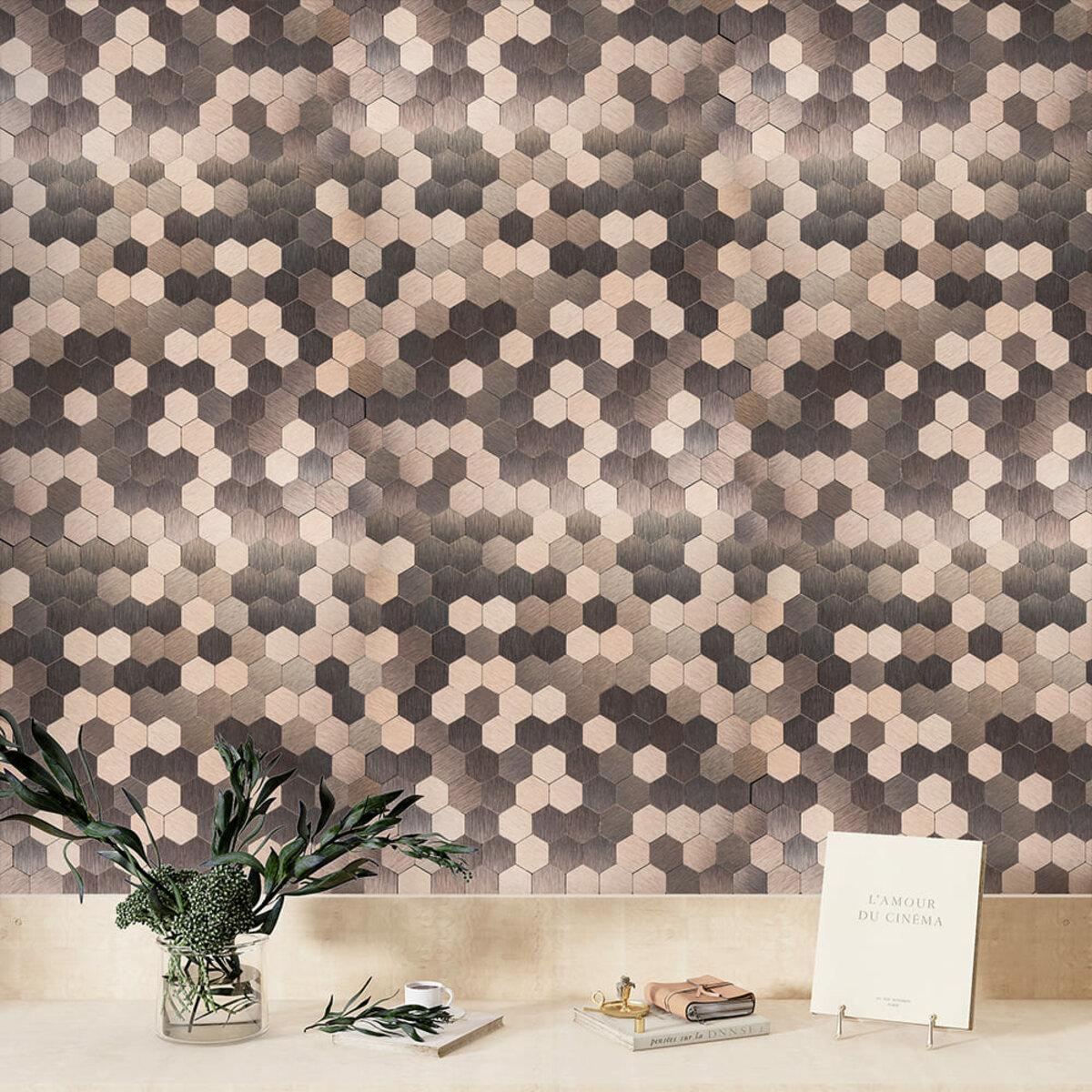 Плитка алюмінієва самоклеюча 300х300х3 мм Мозаїка рожеве золото (SW-00001930) - фото 7 Плитка алюмінієва самоклеюча 300х300х3 мм Мозаїка рожеве золото (SW-00001930) - фото 7