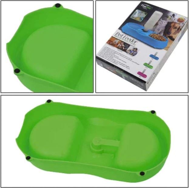 Миска для собак и кошек Pet Feeder пластиковая с поилкой Green - фото 3