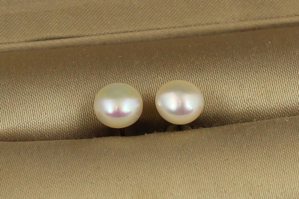 Серьги No Name гвоздики натуральные речные жемчужины 8 мм Золотистый (31003789)