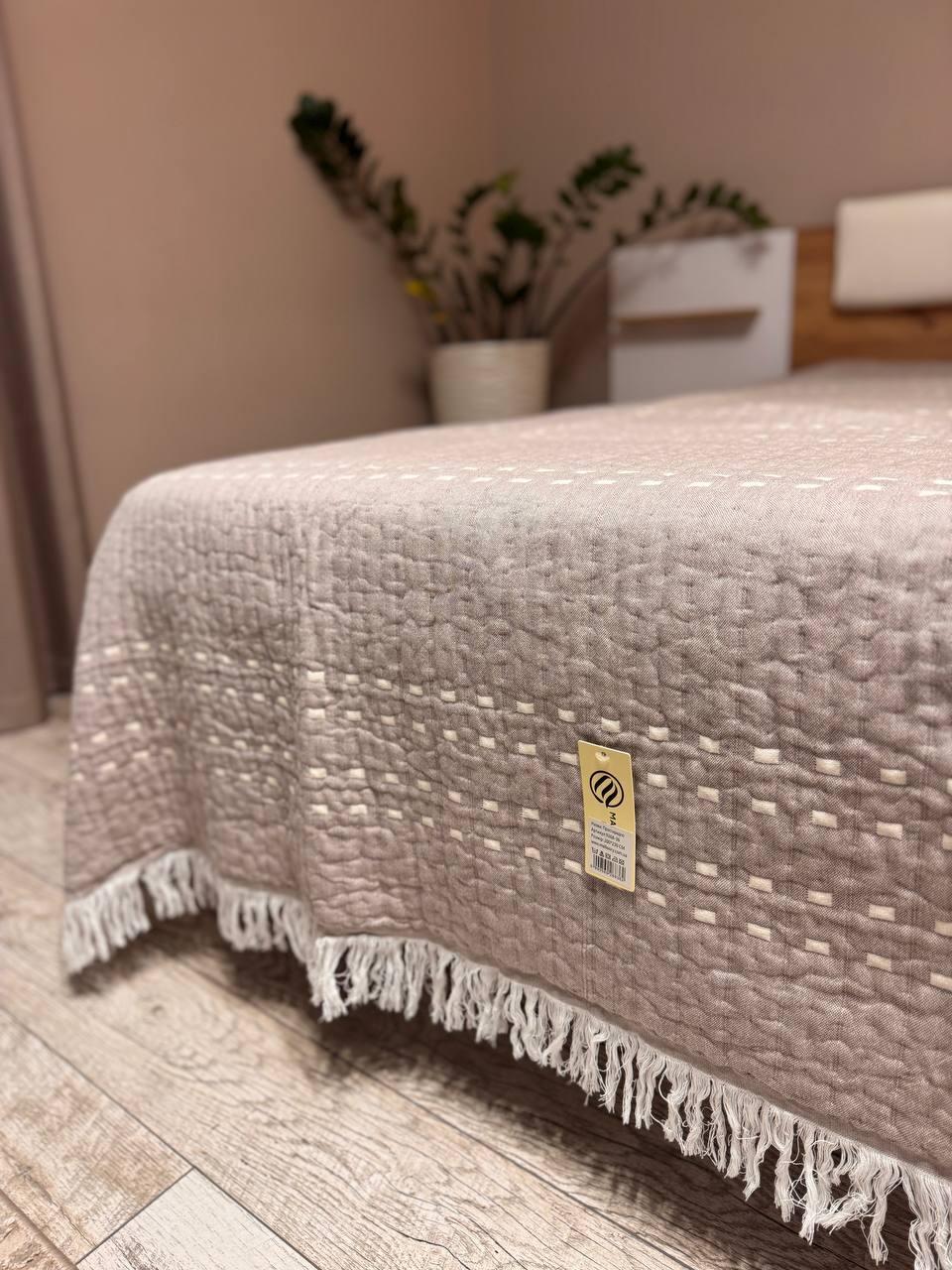 Плед хлопковый евро 200х230 Кофейный (Д-muslin-2025-005-02) - фото 4