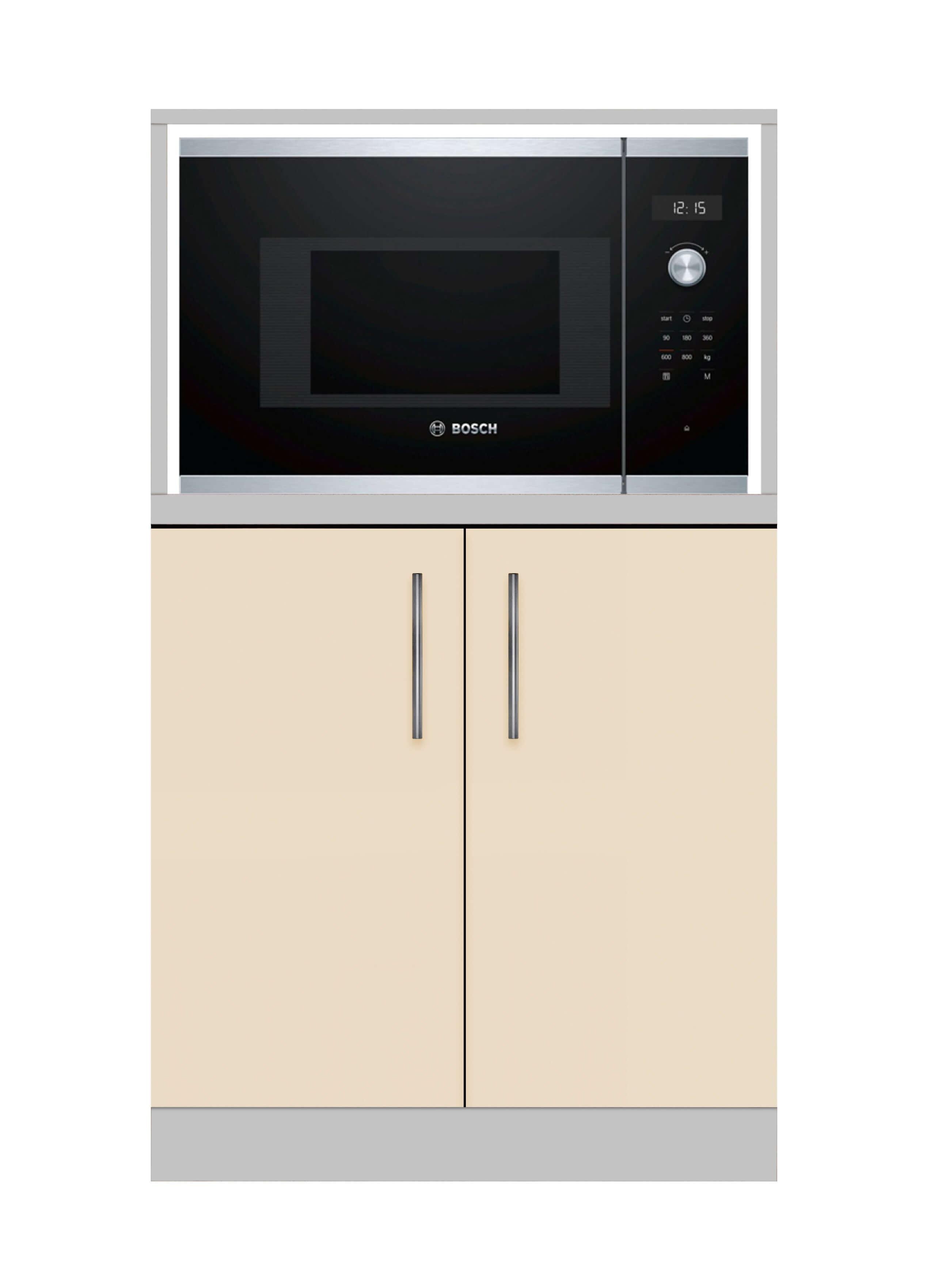 Тумба двухдверная МАКСИ-МЕбель без ящиков с отделом под МВ печь со столешницей 1-й категории складская программа ширина 500 Серый/Ваниль (80079)