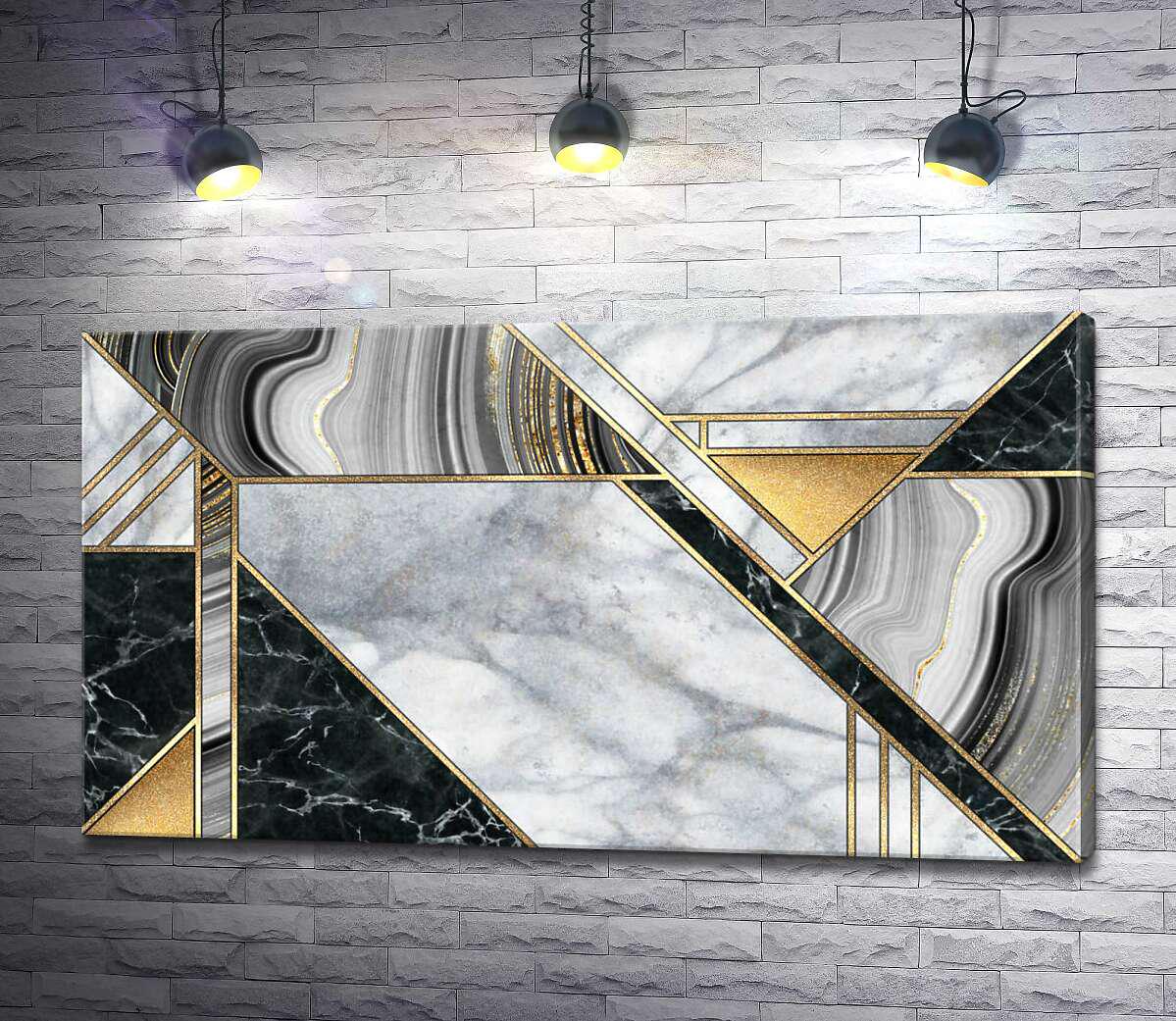 Картина ArtPoster Мраморная абстракция с золотыми вставками 130x73 см Модуль №1 (004526)