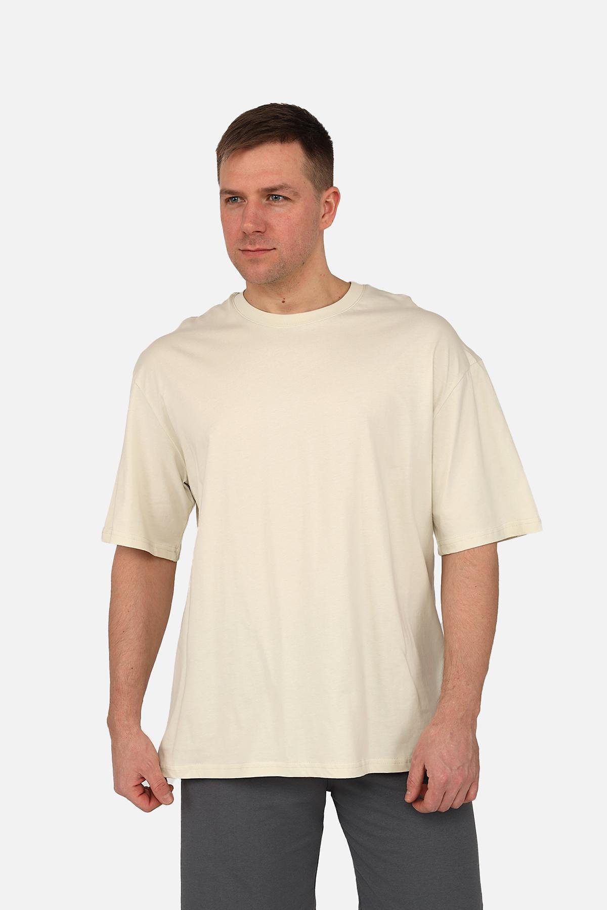 Футболка мужская ЦБ-00267773 с коротким рукавом р. 52 Молочный (SKT001039051) Футболка мужская ЦБ-00267773 с коротким рукавом р. 52 Молочный (SKT001039051)