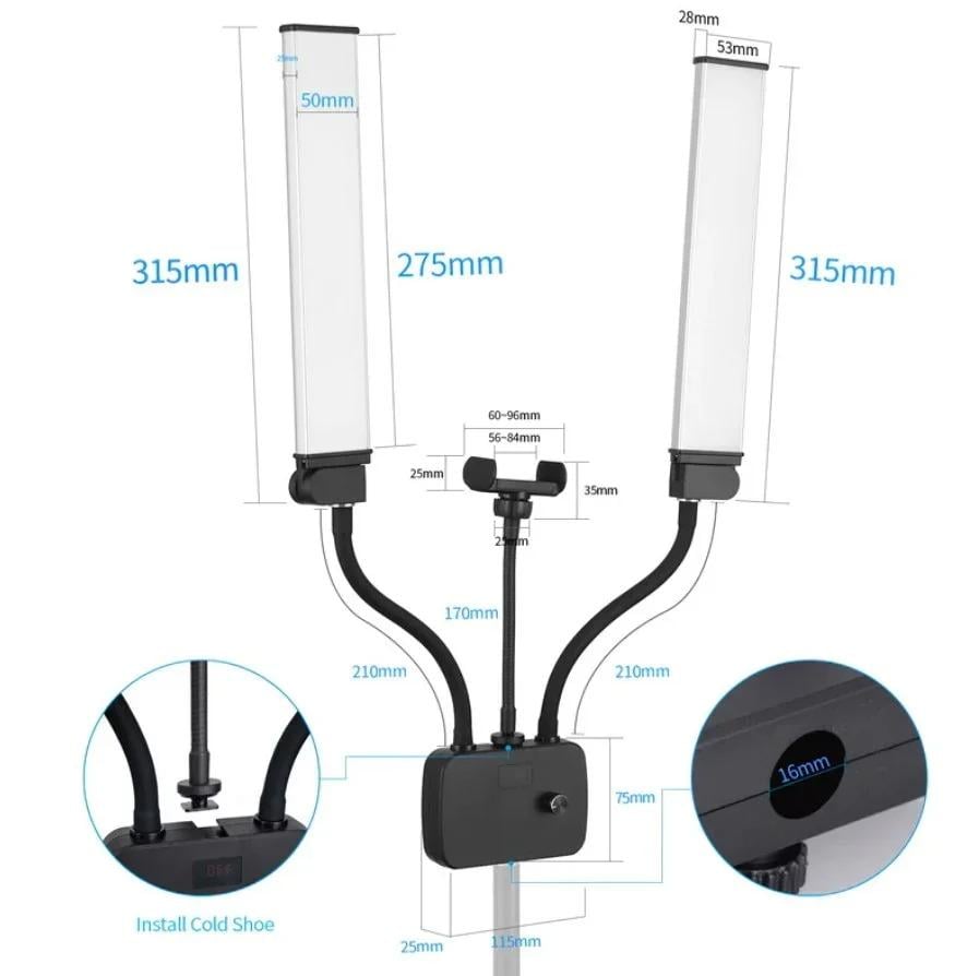 Led-лампа для селфи MULTIMEDIA X AL 45X двухрожковая для визажистов - фото 13