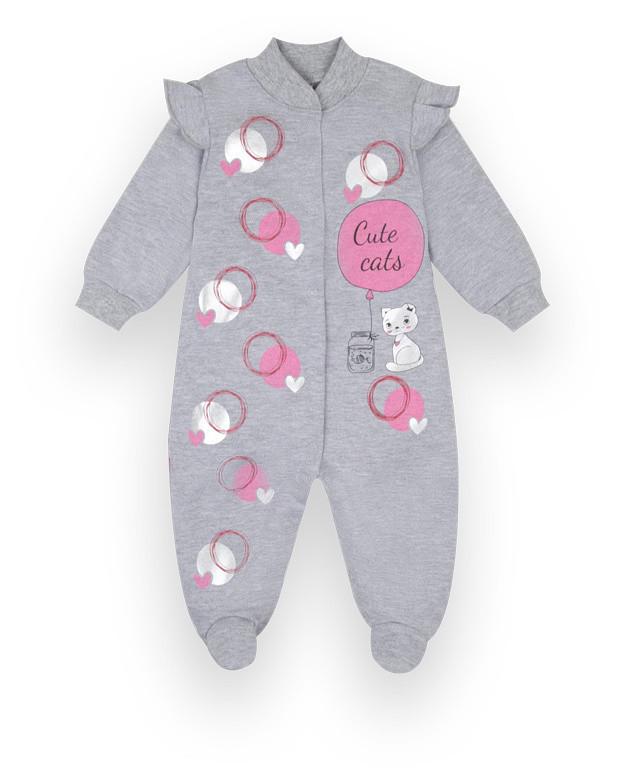 Комбинезон детский хлопковый для девочки Gabbi КВ-21-31-1 62 см Серый (12925)