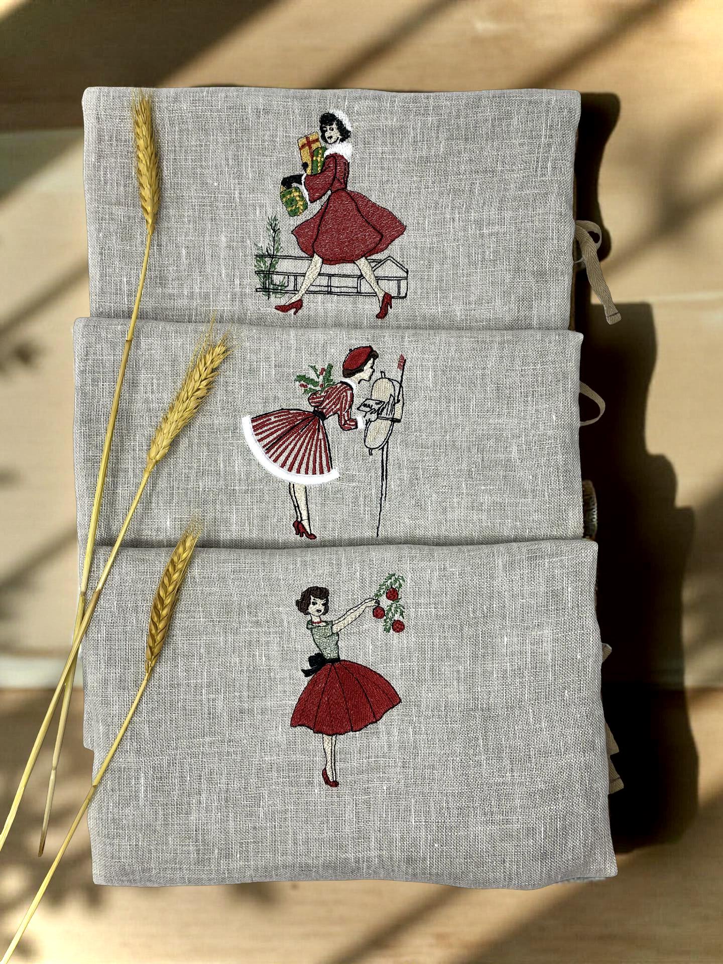 Мешочек для хлеба с вышивкой Девочка с подарками 30х40 см (30075011) - фото 3 Мешочек для хлеба с вышивкой Девочка с подарками 30х40 см (30075011) - фото 3