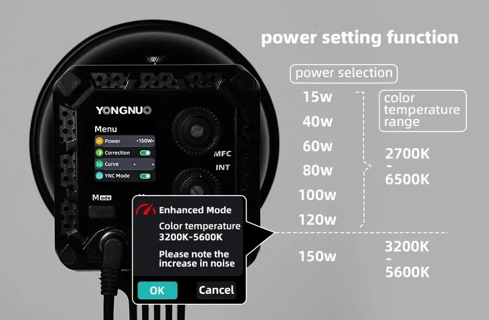 Освітлювач LED Yongnuo YN150 KIT 2700-6500K (A1001) - фото 5 Освітлювач LED Yongnuo YN150 KIT 2700-6500K (A1001) - фото 5