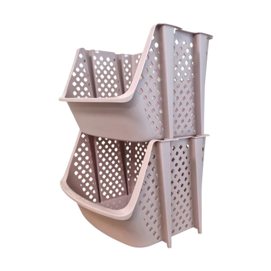 Этажерка пластиковая модульная 2 секции 35х30х50 см Пудровый (7418)