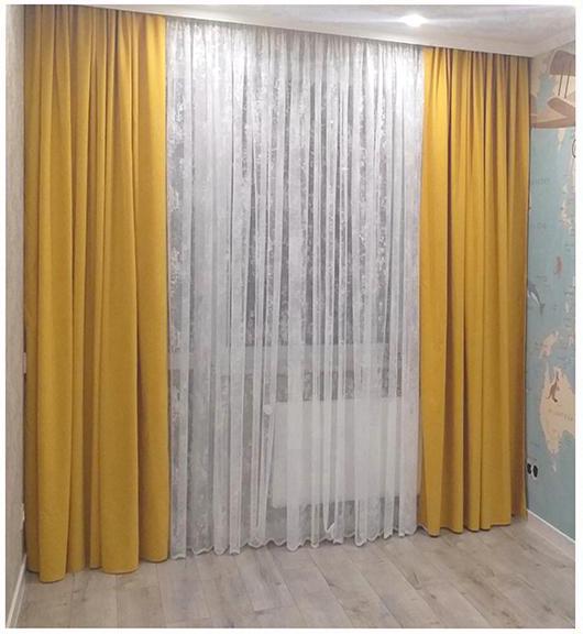 Комплект штор Мікровельвет 1,5x2,85 м 2 шт. №38 Жовтий (BB71L-01) - фото 1