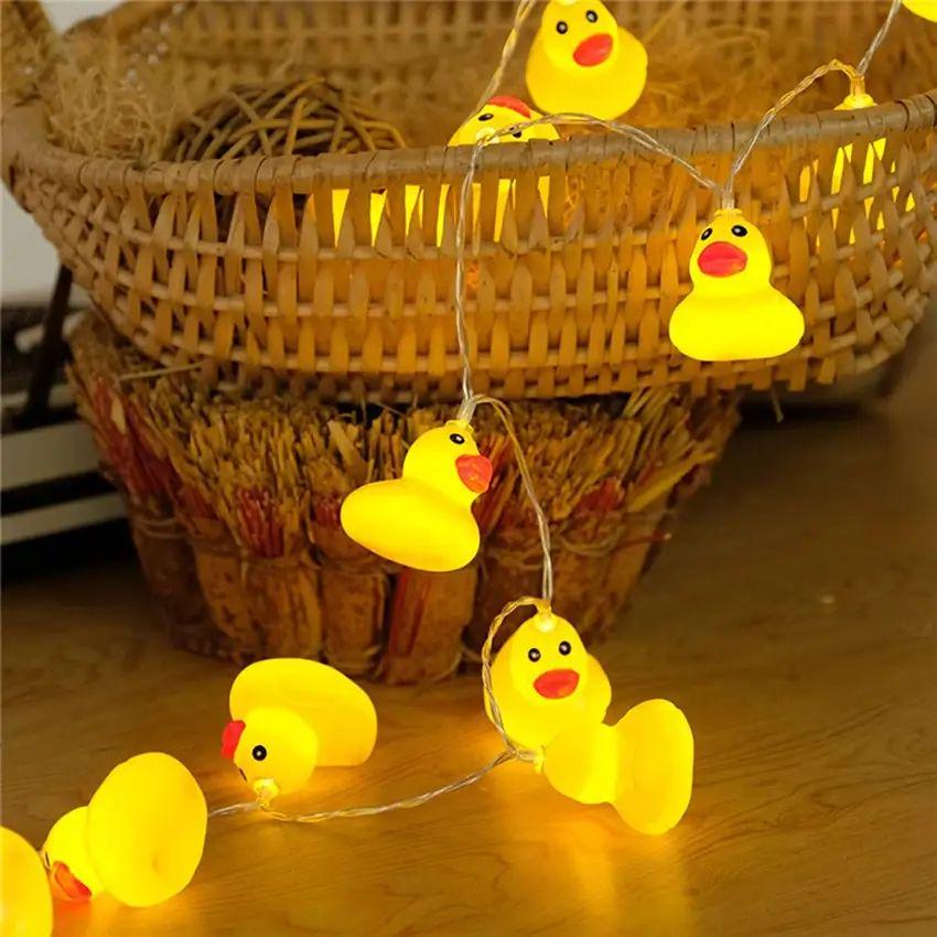 Гирлянда светодиодная DUCK с уточками для детской 10 LED от 2 батареек AA с бело-теплым свечением 1,5 м