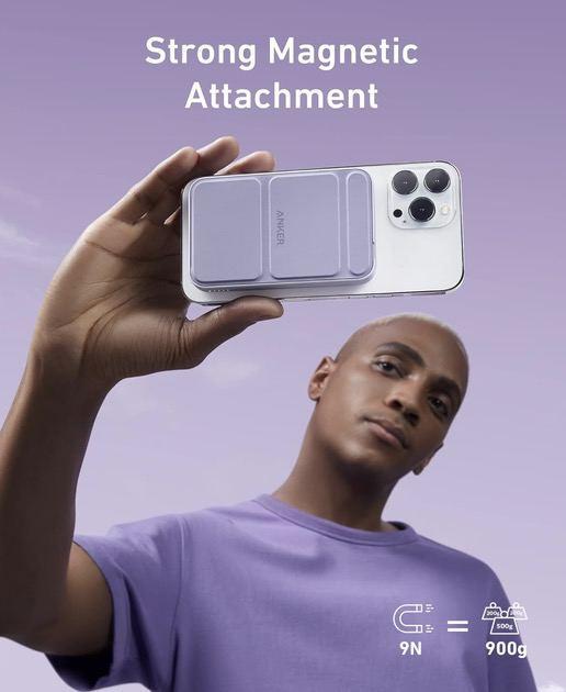 Повербанк магнітний Anker 622 MagGo 5000 mAh 12W з бездротовою зарядкою та підставкою Фіолетовий (A1614) - фото 2 Повербанк магнітний Anker 622 MagGo 5000 mAh 12W з бездротовою зарядкою та підставкою Фіолетовий (A1614) - фото 2