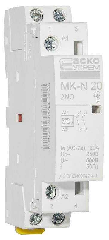 Контактор модульний АСКО MK-N 2P 20A 2NO (A0040030024) - фото 4 Контактор модульний АСКО MK-N 2P 20A 2NO (A0040030024) - фото 4