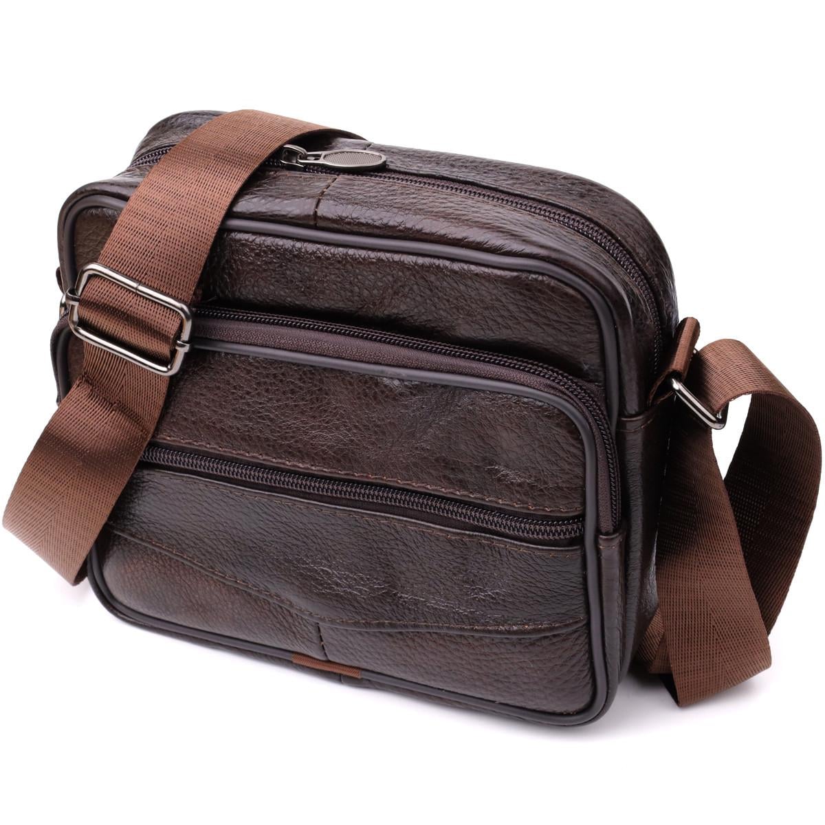 Сумка чоловіча Vintage 22940 з ручкою з натуральної шкіри Коричневий (2562166514)