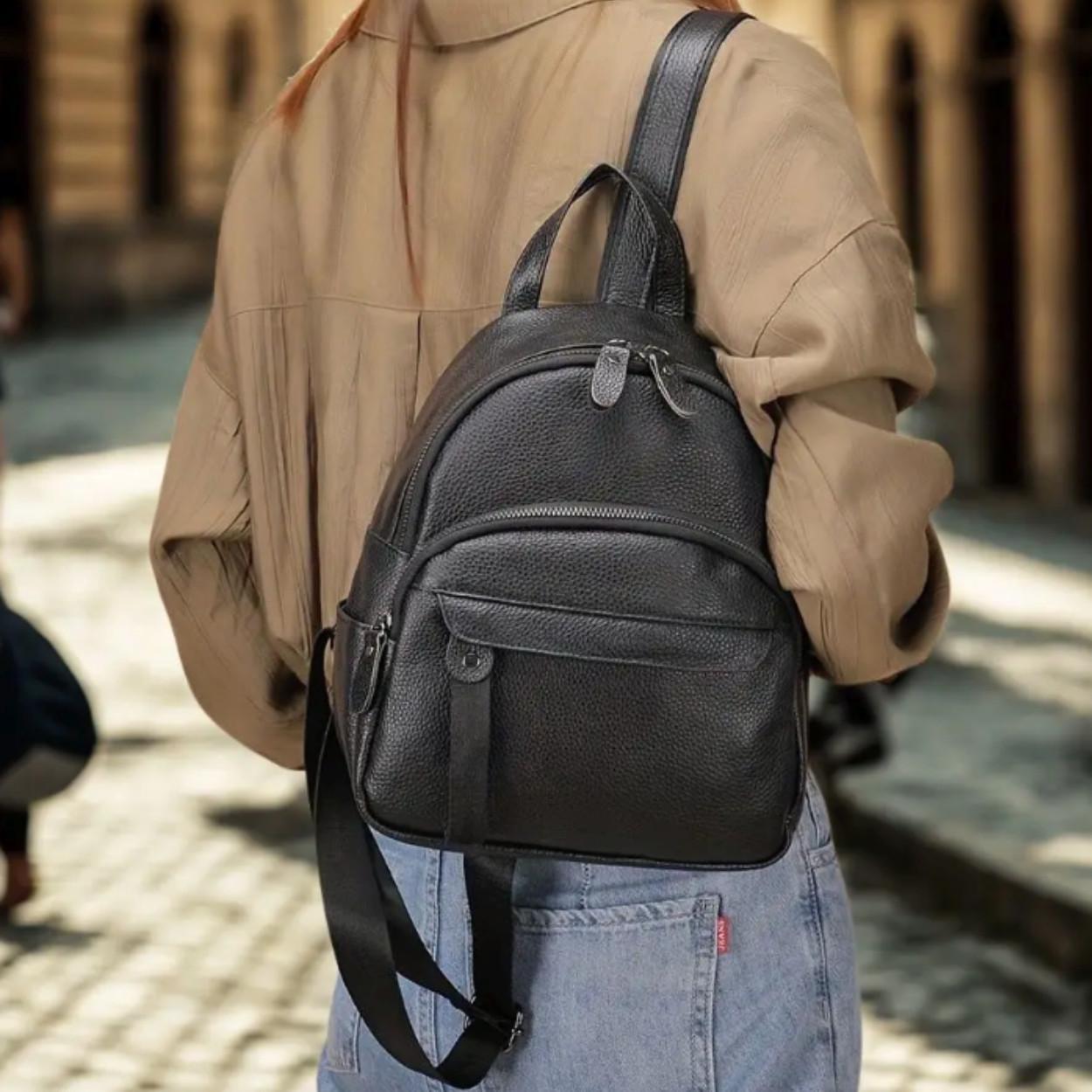 Рюкзак жіночий Lorian з натуральної шкіри на одне велике відділення Чорний (LR 25319-black) - фото 2 Рюкзак жіночий Lorian з натуральної шкіри на одне велике відділення Чорний (LR 25319-black) - фото 2