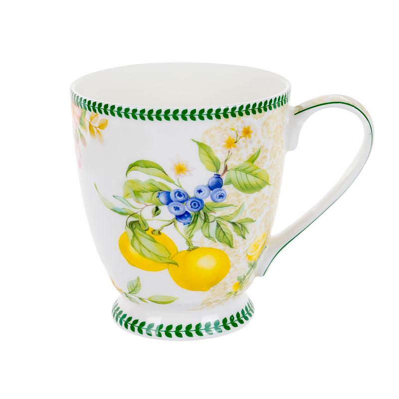 Чашка фарфоровая Lefard Лимоны с черникой 450 мл Белый (924-750)