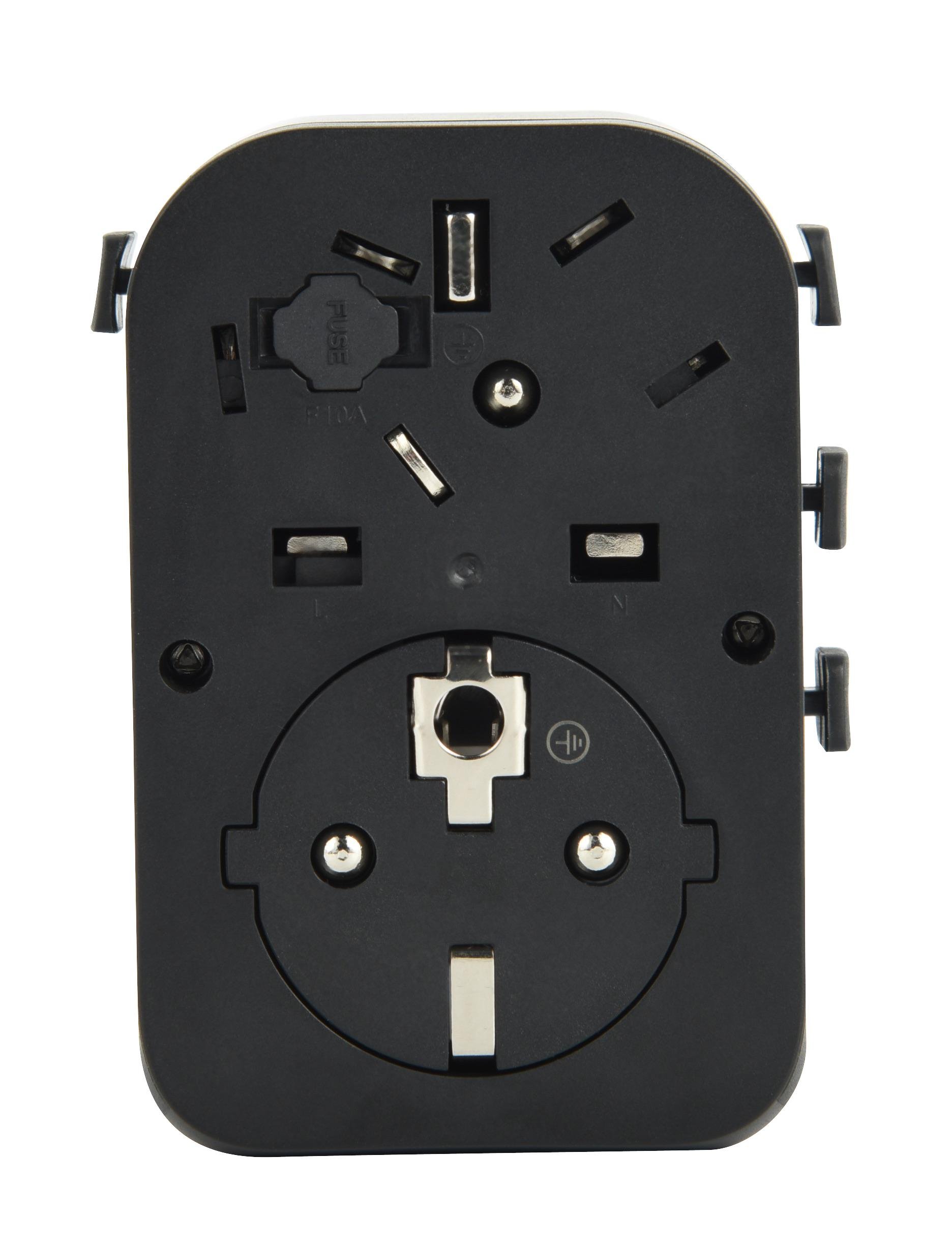 Адаптер подорожній Electraline 16A 2хUSB-C PD 20 Вт /1хUSB-A 18 Вт Чорний - фото 2 Адаптер подорожній Electraline 16A 2хUSB-C PD 20 Вт /1хUSB-A 18 Вт Чорний - фото 2