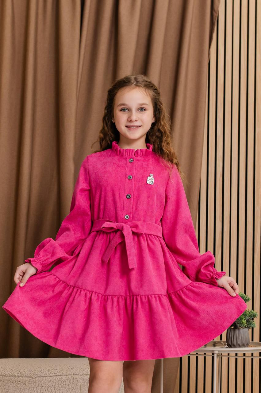 Сукня для дівчинки вельветова 146 см Малиновий (D-7300-146м) - фото 7