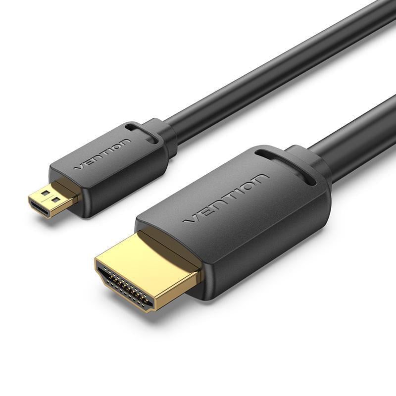 Кабель двонаправлений Vention micro HDMI-HDMI 2.0 4K 60Hz 18 Гбіт/с HDR 3D Dolby 1080P 120Hz HDMI-D на HDMI-A 3 м Чорний (AGIBI)