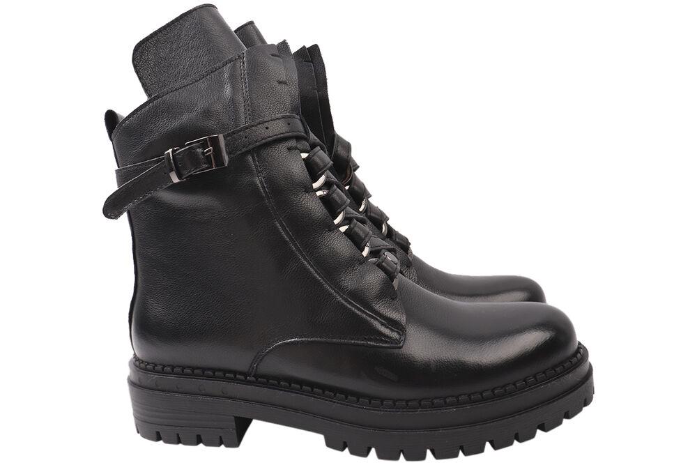 Ботинки женские Farinni из кожи на низком ходу р. 38 Черный (132-21DHC)