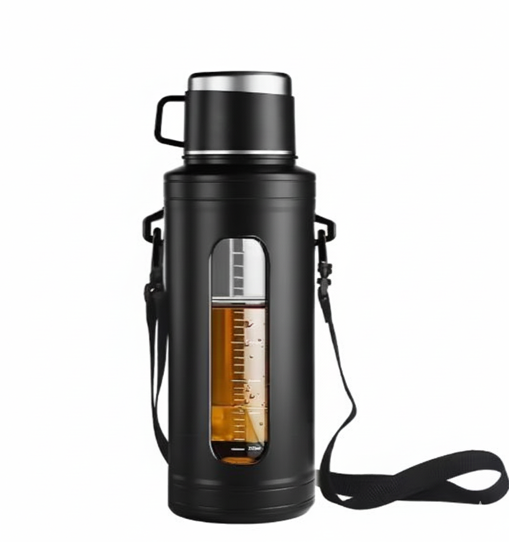 Термос с двойными стенками BPA free прозрачное окно 1500 мл Черный (2831224797)