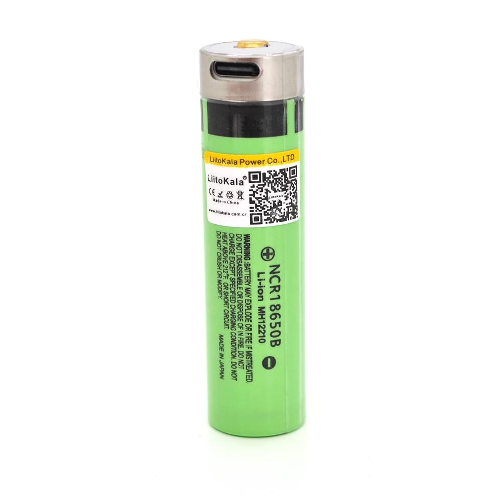 Акумулятор 18650 Li-Ion LiitoKala Lii-34B-USB 3400 mAh Type-C 3,7V Green (41049)