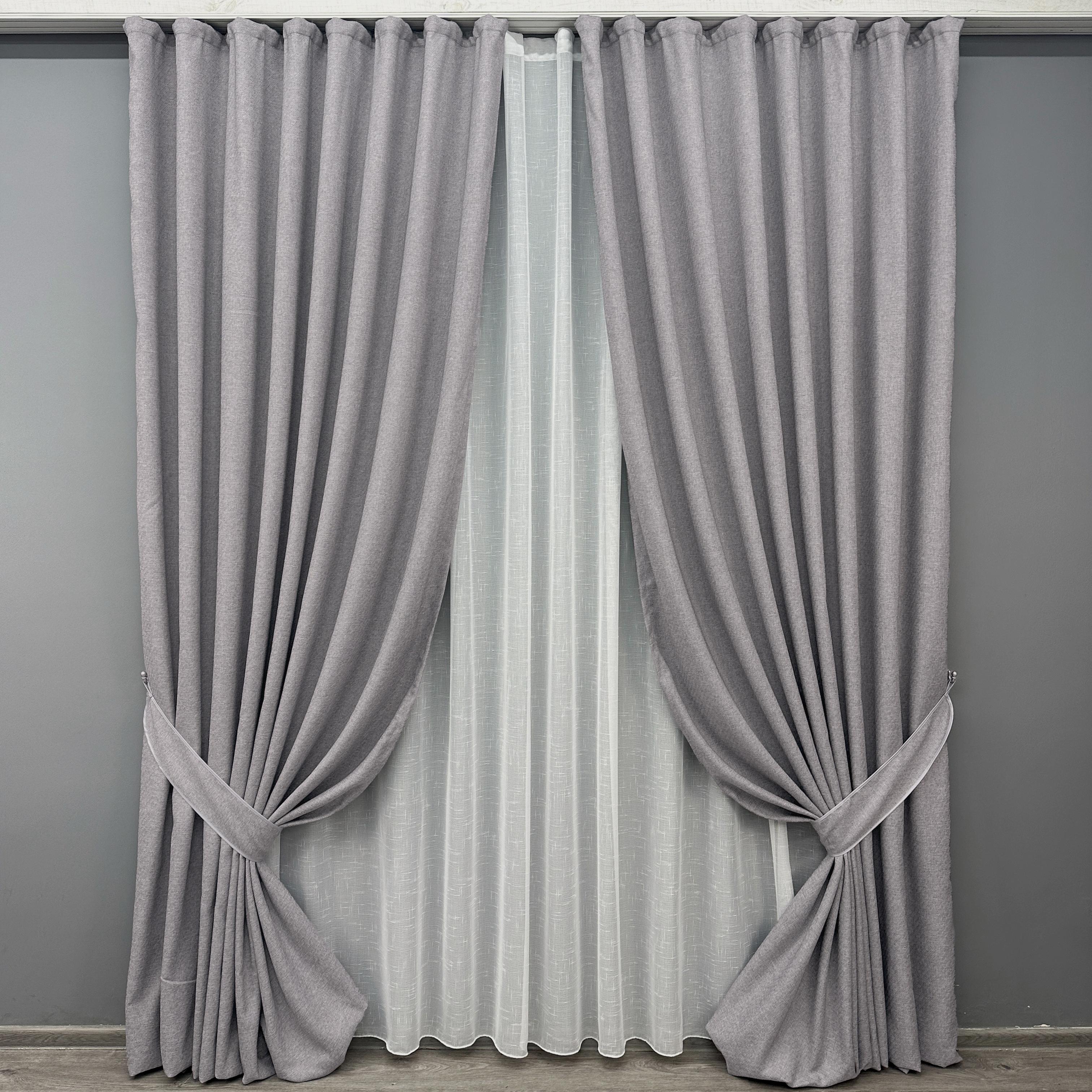 Комплект готовых штор VR-Textil ELEMENTA №1866ш лен 150х270 см 2 шт. Светло-серый (33-0851)