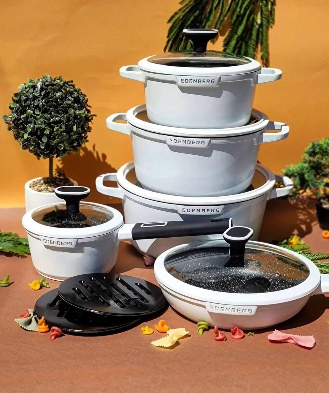 Набор кастрюль для индукционных плит с мраморным покрытием Edenberg EB-5646 12 пр. Набор кастрюль для индукционных плит с мраморным покрытием Edenberg EB-5646 12 пр.