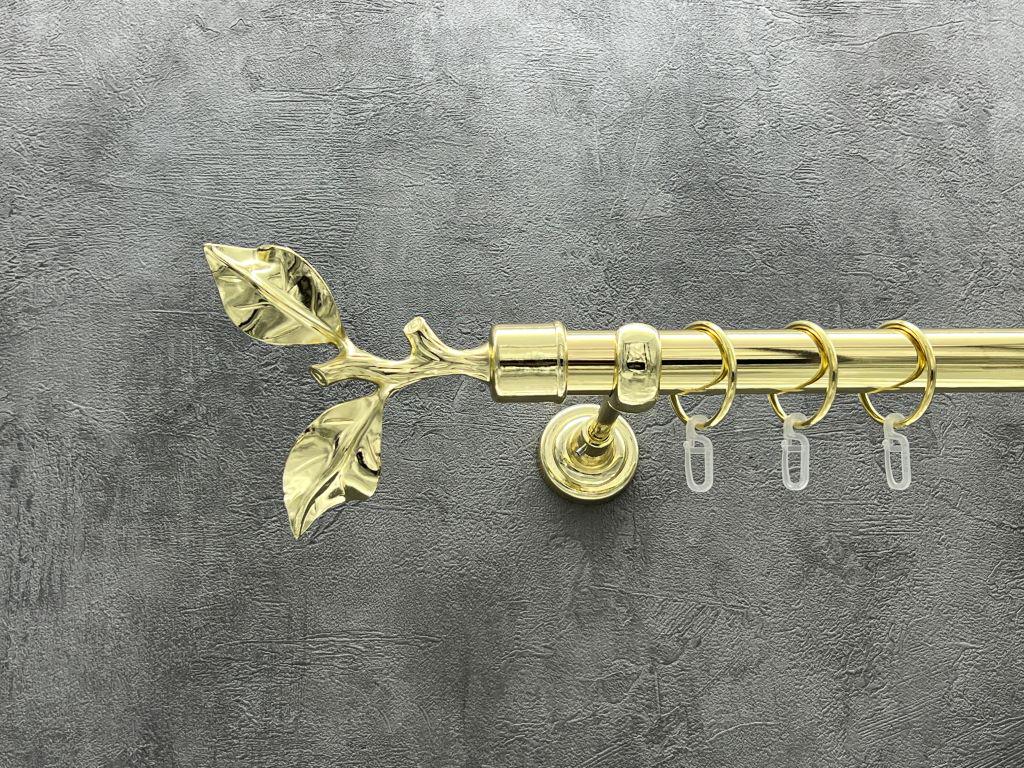 Карниз Quadrum Лист рози гладкая штанга одинарный открытый 25 мм 200 см Золотой