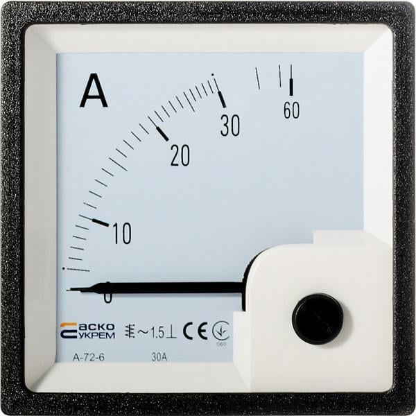 Амперметр прямого включения АСКО-Укрем A-72-6 30A AC 72x72 мм (A0190010061)