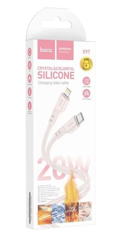Кабель дата Hoco X97 Crystal color Type-C to Lightning 20W 1 м Light pink (00000066089_3)