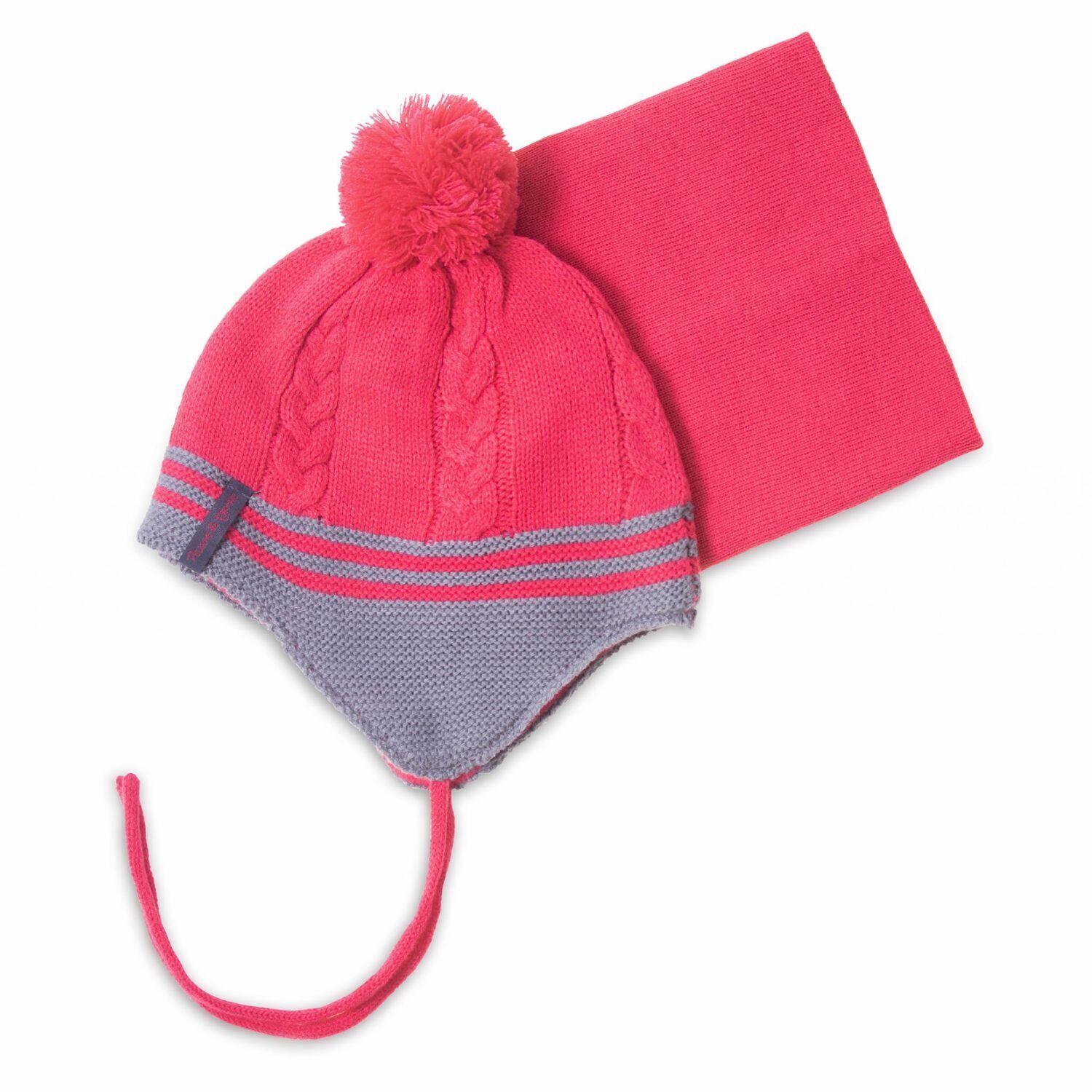Шапка с баффом вязаные для девочки Peluche&Tartine F18ACC62EF зимние 52-56 см Коралловый (F18ACC62EF-Fraisnette-6/8)