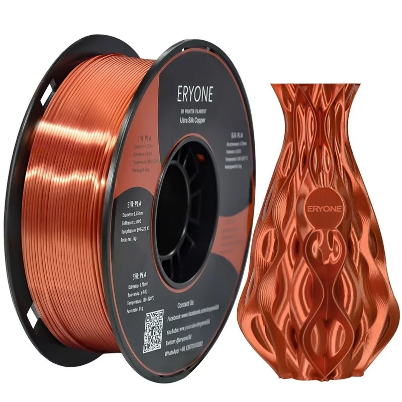 Пластик шелковый для 3D печати ERYONE Ultra Silk PLA Copper 1 кг/1,75 мм 200°C-220°C