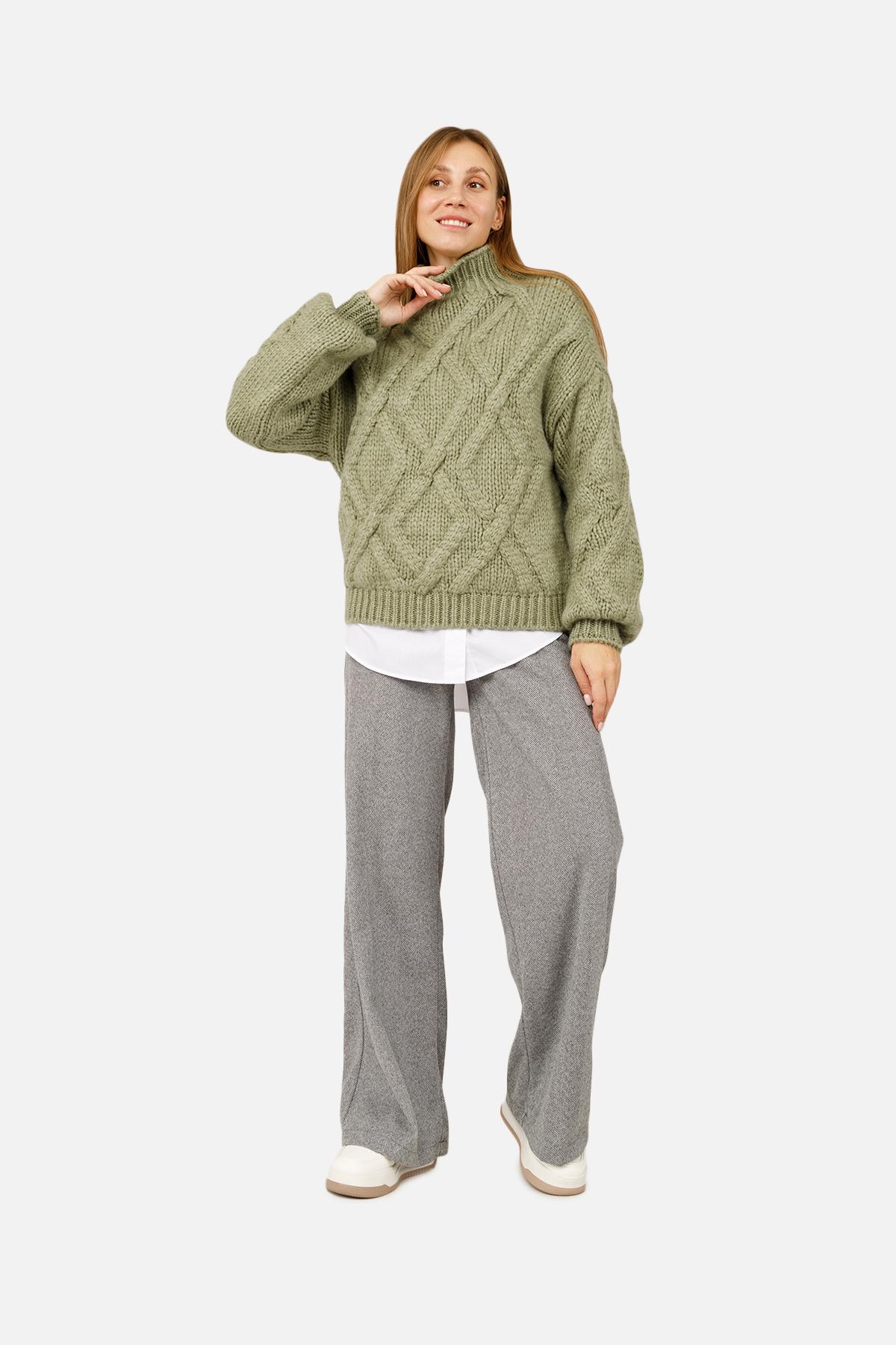 Свитер женский ЦБ-00262487 р. 46 Оливковый (SKT001026993) - фото 2