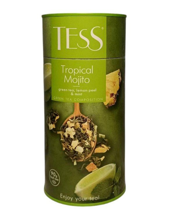 Чай зеленый Tess Туба Tropical Mojito листовой с мятой, имбирем и ароматом Мохито 90г (59210)