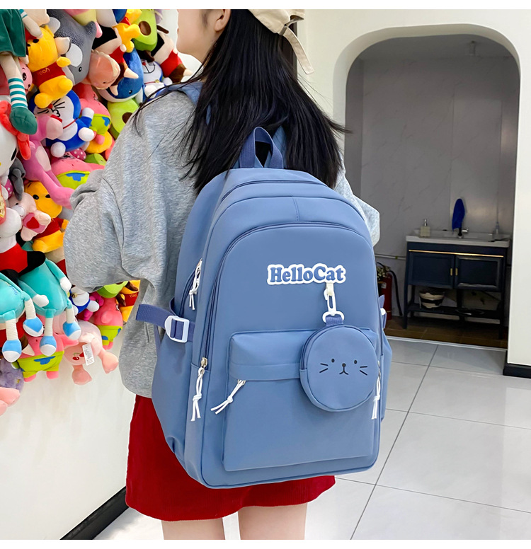 Школьный рюкзак для девочки Hello Cat 5в1 5-11 класс Голубой (27668053) - фото 3 Школьный рюкзак для девочки Hello Cat 5в1 5-11 класс Голубой (27668053) - фото 3