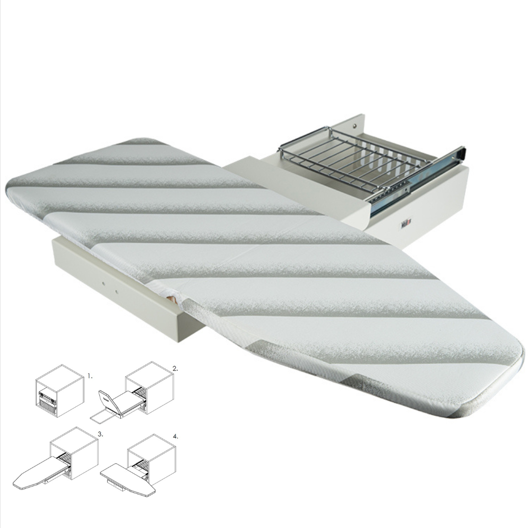 Доска гладильная встроенная Muller с чехлом и корзиной для утюга Белый (00057) - фото 4 Доска гладильная встроенная Muller с чехлом и корзиной для утюга Белый (00057) - фото 4