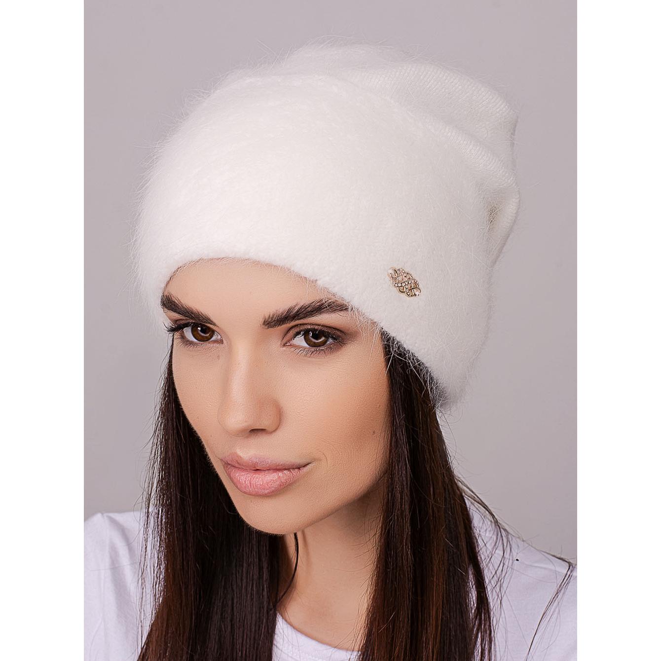 Шапка жіноча Leks АФІНА ангорова подвійна з відворотом ззаді зчіплена one size Молочний (251378) - фото 1 Шапка жіноча Leks АФІНА ангорова подвійна з відворотом ззаді зчіплена one size Молочний (251378) - фото 1