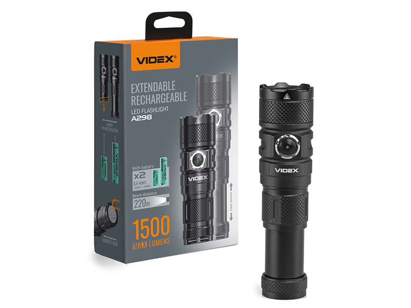 Фонарик портативный светодиодный Videx VLF-A298 1500Lm 5000K (9298)