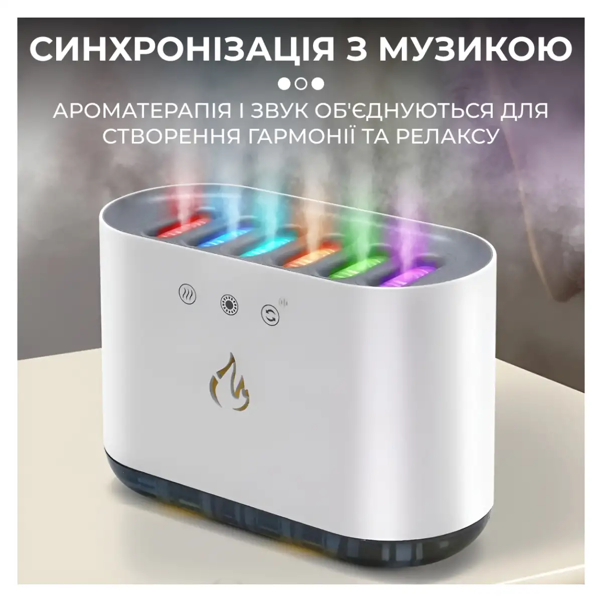 Увлажнитель воздуха настольный Holdmay HPKP6257 с RGB-подсветкой и синхронизацией с музыкой 900 мл Белый (118-107-HPKP6257) - фото 9