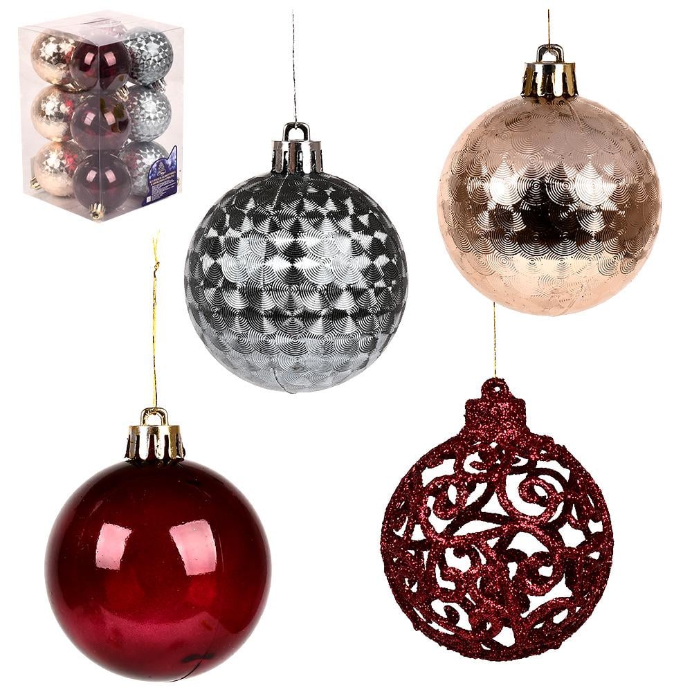 Елочные шарики 6 см 12 шт. (9777) - фото 1 Елочные шарики 6 см 12 шт. (9777) - фото 1