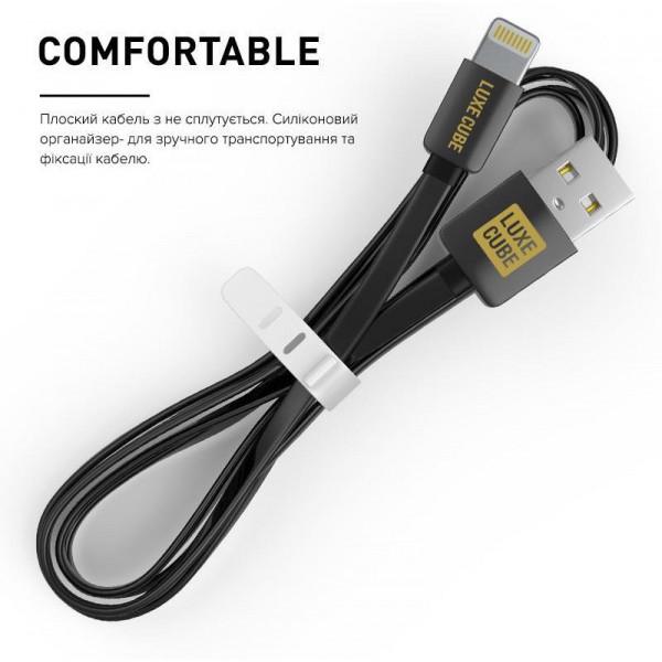 Кабель Luxe Cube Flat USB-Lightning 1м Black (2231252964019) - фото 4