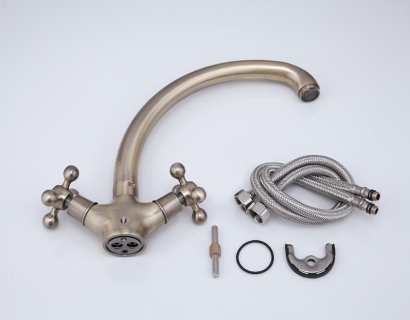 Змішувач для кухні Frap F4219-4 1036116 двовентильний Бронзовий (102608) - фото 8