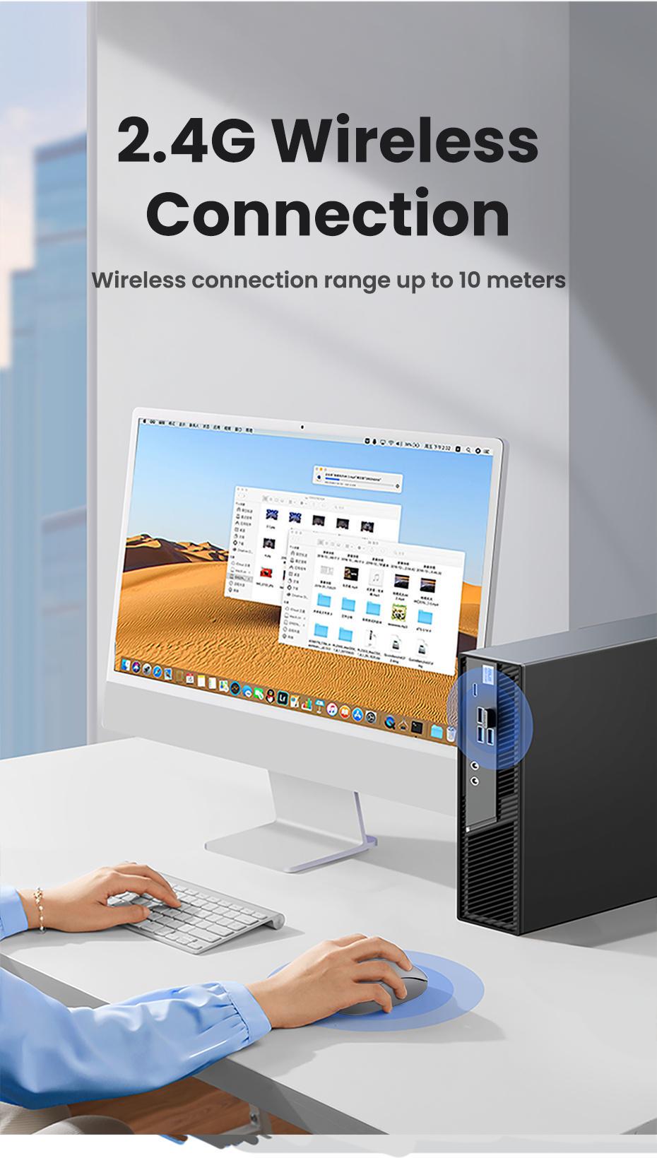 Мышь беспроводная Ugreen 2.4 ГГц DPI 2400 Серый (90669) - фото 8