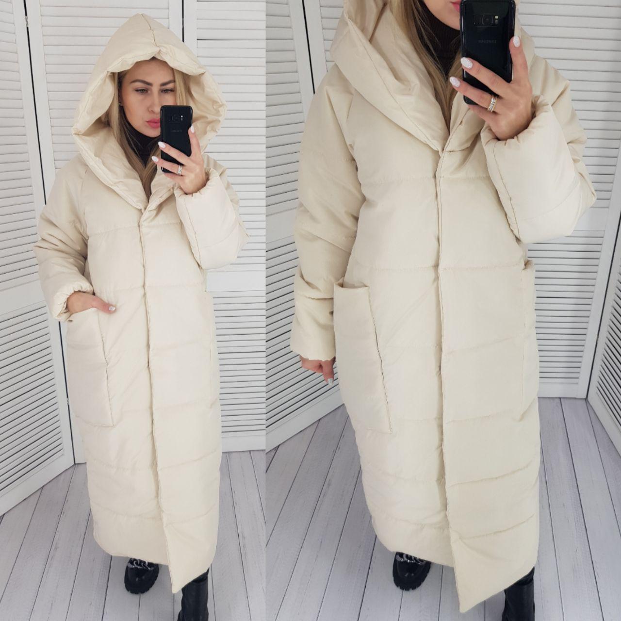 Пуховик объемный супер длинный Аiza А500 р. 54-56 Розовый - фото 9